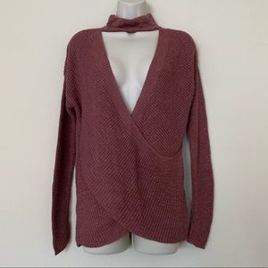Express cross front choker sweater